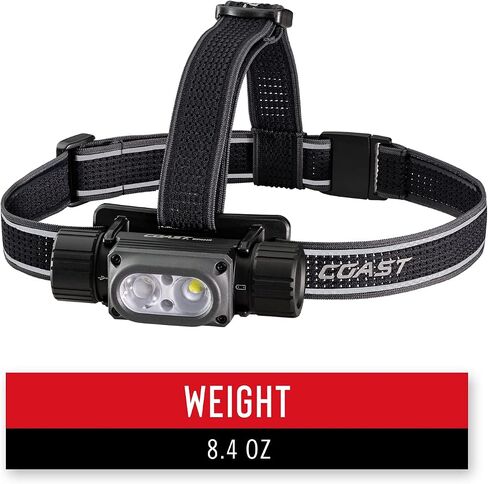 Coast WPH34R 2000 Lumen Waterproof Ultra Bright IP68 USB Rechargeable-Dual Power Headlamp, 6 Modes with Spot and Flood Beams, Black/Grey in Kuwait