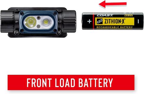 Coast WPH34R 2000 Lumen Waterproof Ultra Bright IP68 USB Rechargeable-Dual Power Headlamp, 6 Modes with Spot and Flood Beams, Black/Grey in Kuwait