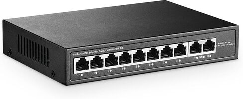 6 Port Mini PoE Switch with 4 PoE+, 2 Uplink, 10/100Mbps Ethernet, 65W 802.3af/at PoE, Fanless Metal Plug & Play PoE+ YuLinca Network Switch in Kuwait