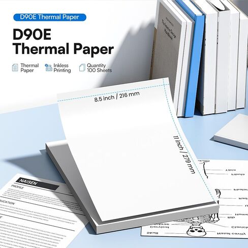 Portable Printer D90E with 100 Sheets 8.5 x 11 Single Thermal Paper in Saudi Arabia