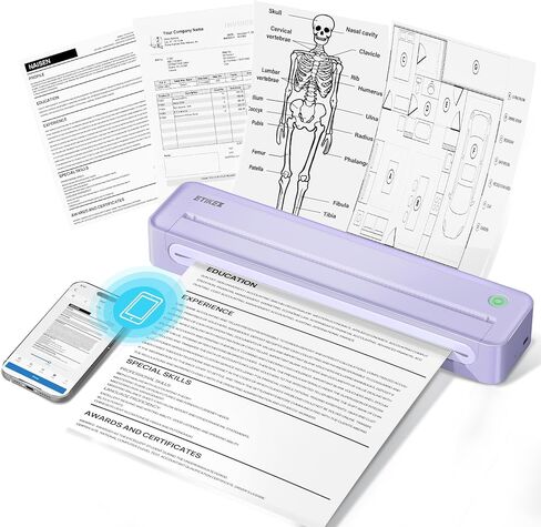 D90E Inkless Portable Thermal Printer for Travel, Purple 1pack in Saudi Arabia