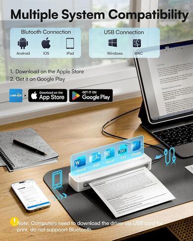 Portable Printer D90E with 200 Sheets 8.5 x 11 Folded Thermal Paper in Saudi Arabia