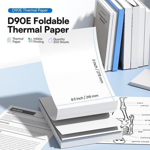 Portable Printer D90E with 200 Sheets 8.5 x 11 Folded Thermal Paper in Saudi Arabia
