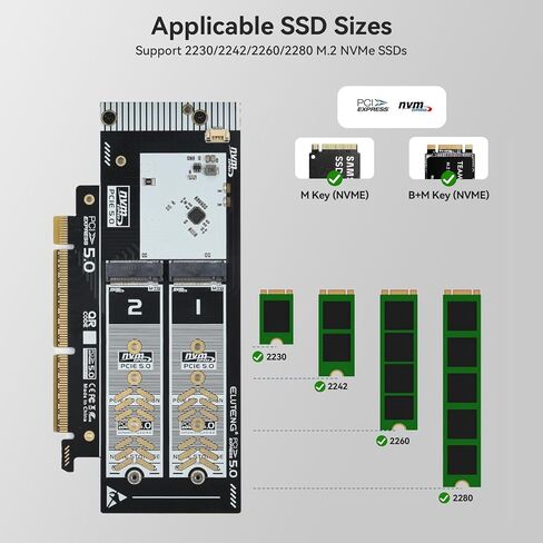 ELUTENG Dual-Slot NVMe to PCIe and NVMe PCIe 4.0 Adapter in Kuwait