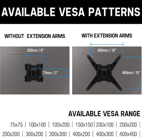 Mounting Dream Full Motion TV Wall Mount - 26 to 55 Inch, Swivel & Extend 16.7 Inch, VESA 400x400mm, 77LBS in Kuwait