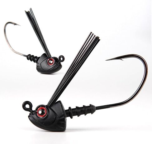 8-Pack Weedless Swimbait Jig Heads 1/8 3/16 1/4 3/8 1/2oz, Fiberglass Weed Guard with 2/0 3/0 Hooks for Bass Fishing in Kuwait