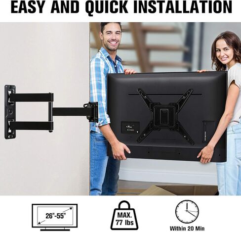 Mounting Dream Full Motion TV Wall Mount - 26 to 55 Inch, Swivel & Extend 16.7 Inch, VESA 400x400mm, 77LBS in Kuwait