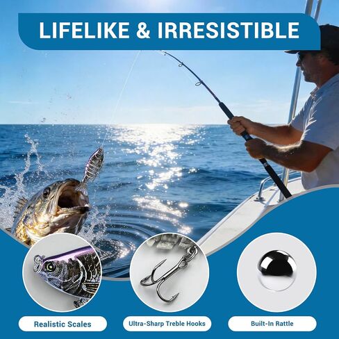 Keenjorika 5-Pack Fishing Lures Multi Jointed Fish Fishing Kits, Slow-Sinking Lifelike Segmented Swimbait Crankbaits, Realistic Swimming Action for Bass, Trout, Pike & Walleye – Freshwater & Saltwater in Kuwait