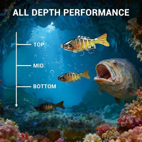 Keenjorika 5-Pack Fishing Lures Multi Jointed Fish Fishing Kits, Slow-Sinking Lifelike Segmented Swimbait Crankbaits, Realistic Swimming Action for Bass, Trout, Pike & Walleye – Freshwater & Saltwater in Kuwait