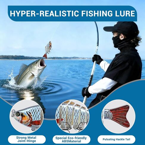Keenjorika 5-Pack Fishing Lures Multi Jointed Fish Fishing Kits, Slow-Sinking Lifelike Segmented Swimbait Crankbaits, Realistic Swimming Action for Bass, Trout, Pike & Walleye – Freshwater & Saltwater in Kuwait