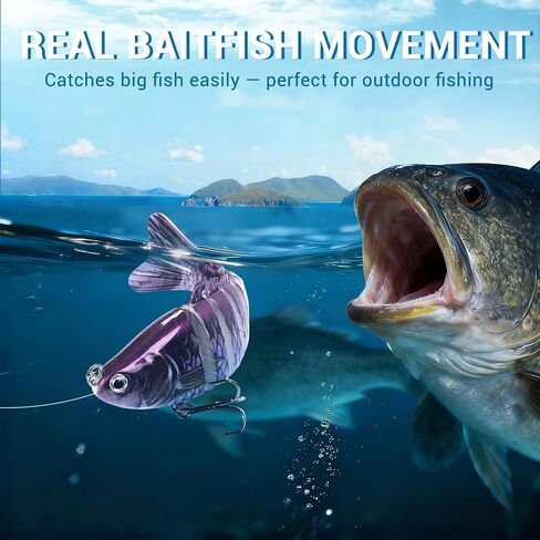 Keenjorika 5-Pack Fishing Lures Multi Jointed Fish Fishing Kits, Slow-Sinking Lifelike Segmented Swimbait Crankbaits, Realistic Swimming Action for Bass, Trout, Pike & Walleye – Freshwater & Saltwater in Kuwait