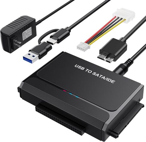 USB A&C to SATA/IDE Adapter for SSD HDD Hard Drive Reader with Power Supply in Kuwait
