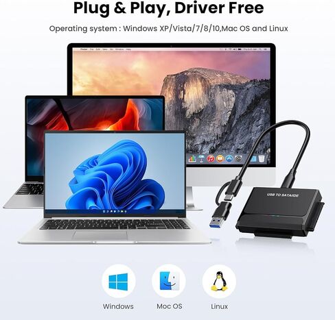 USB A&C to SATA/IDE Adapter for SSD HDD Hard Drive Reader with Power Supply in Kuwait