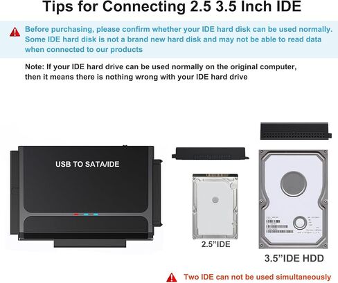 USB A&C to SATA/IDE Adapter for SSD HDD Hard Drive Reader with Power Supply in Kuwait