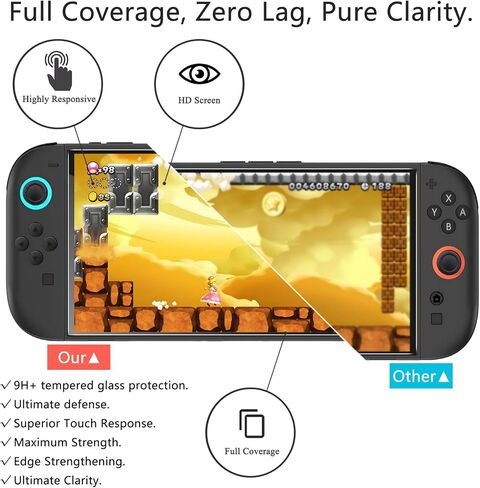DTOL for Nintendo Switch 2 Screen Protector Tempered Glass 7.9'' [2025], 9H Hardness Anti-Scratch, Auto-Dust Removal, Bubble Free, 30s Installation, with Alignment Frame Full Coverage HD Clear 2 Pack in Kuwait