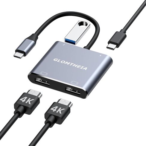 Dual HDMI Adapter for 2 Monitors Extended Display 1 in 2 Out, USB C to HDMI Splitter for Laptop MacBook Pro/Air, Support 4K@30Hz Double Monitors or 4K@60Hz Single Monitor in Kuwait