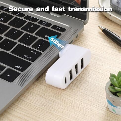 2 Pack 4-in-1 USB 3.0 Hub for Car with Rotation Multi-Port Adapter with 3 USB-Ports and 1 USB-C Port USB-Extender Compatible with Laptop/Table/Cellphone/Keyboard/Printer in Kuwait