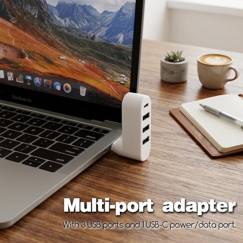 2 Pack 4-in-1 USB 3.0 Hub for Car with Rotation Multi-Port Adapter with 3 USB-Ports and 1 USB-C Port USB-Extender Compatible with Laptop/Table/Cellphone/Keyboard/Printer in Kuwait
