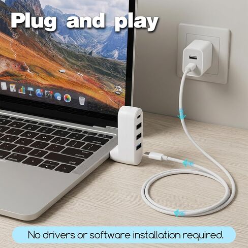 2 Pack 4-in-1 USB 3.0 Hub for Car with Rotation Multi-Port Adapter with 3 USB-Ports and 1 USB-C Port USB-Extender Compatible with Laptop/Table/Cellphone/Keyboard/Printer in Kuwait