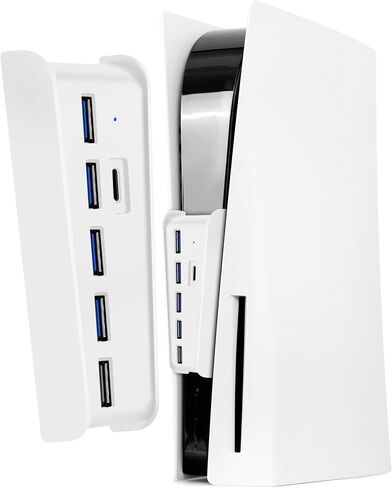 Joso USB Hub for PS5 Slim/PS5 Pro, 6 Port High-Speed USB Expander Splitter with 4 USB-A 2.0 + 1 Charging Port + 1 Type C Port, Compatible with PlayStation 5 Pro/P5 Slim Front Jacks, Black in Kuwait