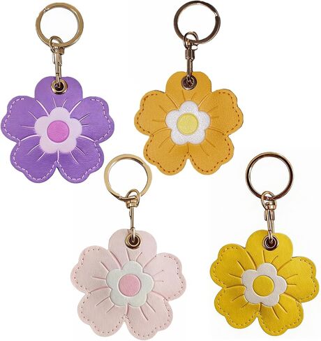 Universal Smart Tag Holder, Fit for Airtag, Tile Mate/Life 360, Key Fob and More GPS Tracker, PU Leather Flower Case 4 Pack in Kuwait