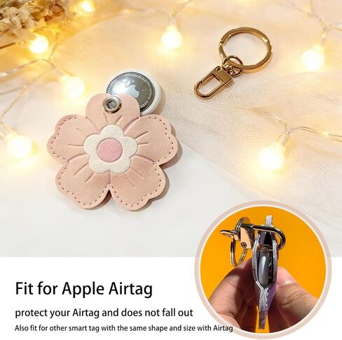 Universal Smart Tag Holder, Fit for Airtag, Tile Mate/Life 360, Key Fob and More GPS Tracker, PU Leather Flower Case 4 Pack in Kuwait