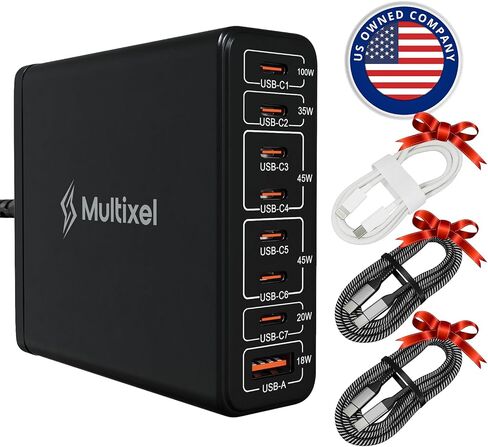 Upgraded 240W 8 Ports GaN Charger, USB Charging Hub, Multi USB C Charger Station, USB-C Charging Hub for MacBook Pro/Air/iPad Pro/iPhone/Samsung Galaxy Note in Kuwait