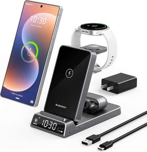 3 in 1 Wireless Charging Station for Samsung, Wireless Charger with Clock in Saudi Arabia