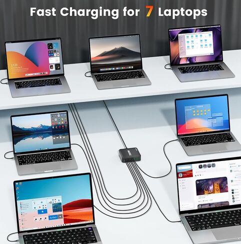 780W USB C Charger Block Fast 10-Port USB C Charging Station GaN PD 120W Laptop Charger Adapter for MacBook Pro/Air, DELL, iPad, iPhone, Samsung Galaxy Black in Kuwait