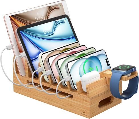 Pezin & Hulin Bamboo Charging Station for Multiple Device Phone Watch Stand in Kuwait