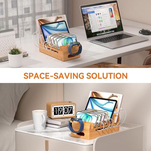 Pezin & Hulin Bamboo Charging Station for Multiple Device Phone Watch Stand in Kuwait