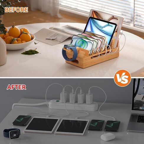 Pezin & Hulin Bamboo Charging Station for Multiple Device Phone Watch Stand in Kuwait