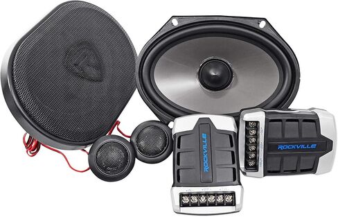 Rockville RV68.2C 6x8" Component Car Speakers, 900W, 4 Ohm, CEA Rated, Polypropylene Woofer, Butyl Surround, 1.2" PEI Tweeter, Perfect for Car Audio in Kuwait