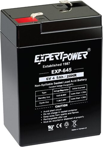 ExpertPower EXP645-6V 4.5Ah / 20HR SLA Rechargeable 6V Battery for Ride on Toys, Emergency Light, Exit Sign Battery Replacement, Sealed Lead Acid 6 Volt Batteries with F1 Terminals in Kuwait