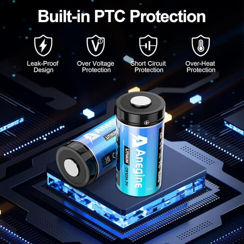 anegine CR123A 3V Lithium Battery 1650mAh, 123A Lithium Batteries 10 Years Shelf Life CR123 3 Volt High Power CR17345 CR17335 Non-Rechargeable | Ultra-Compatible (40 Pack) in Kuwait