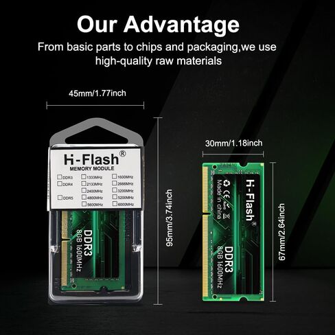 8GB DDR3 1600MHz PC3-12800 Non-ECC Unbuffered 1.5V CL11 204 Pin SODIMM Laptop Notebook PC Computer Memory RAM Module Upgrade in Kuwait