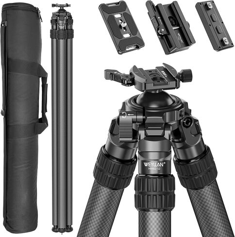 WEYLLAN HN402 2-Section Carbon Fiber Tripod Kit for Hunting & Photography, 52mm Quick Release Lever Ball Head, 40mm Inverted Legs Includes Bag, Picatinny Adapter, MLOK Arca Rail & Arca Plate in Kuwait