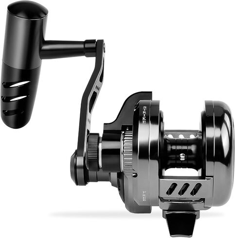 Jigging Reel Conventional Reels - Lever Drag Saltwater Heavy Duty Deep Ocean Big Game Offshore Round Aluminum Trolling Reel - Black Saltwater Jigging Fishing Reels in Kuwait