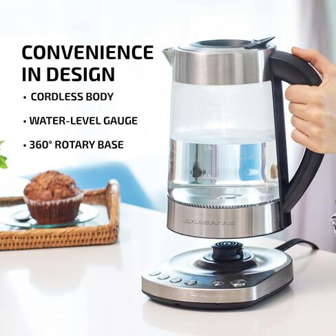 OVENTE 1.7L Glass Electric Kettle with Tea Infuser, Silver KG733S in Saudi Arabia