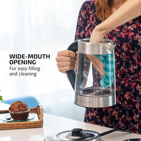 OVENTE 1.7L Glass Electric Kettle with Tea Infuser, Silver KG733S in Saudi Arabia