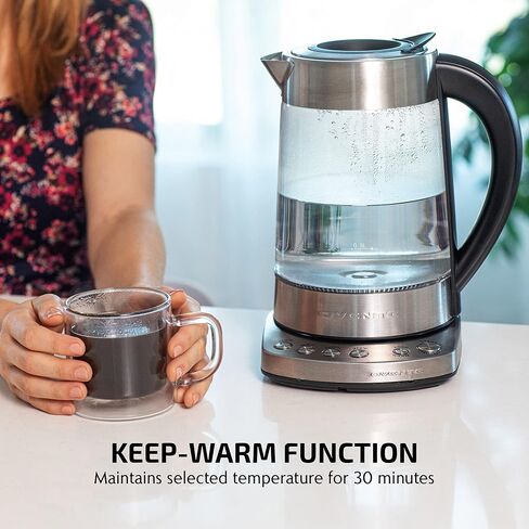 OVENTE 1.7L Glass Electric Kettle with Tea Infuser, Silver KG733S in Saudi Arabia