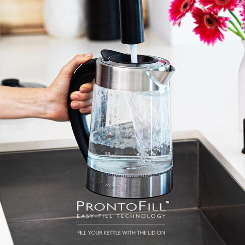 OVENTE 1.7L Glass Electric Kettle with Tea Infuser, Silver KG733S in Saudi Arabia
