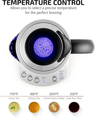 OVENTE 1.7L Glass Electric Kettle with Tea Infuser, Silver KG733S in Saudi Arabia