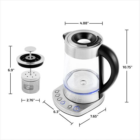 OVENTE 1.7L Glass Electric Kettle with Tea Infuser, Silver KG733S in Saudi Arabia
