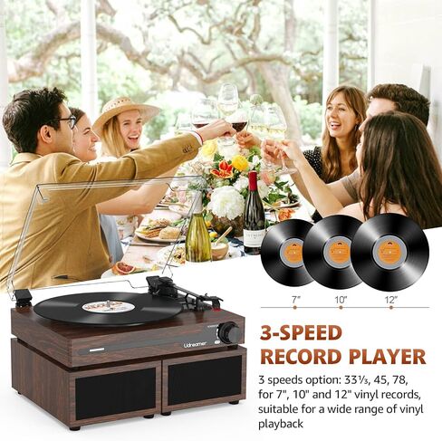 Vinyl Record Player with External Speakers, Bluetooth Turntable, Coffee in Kuwait