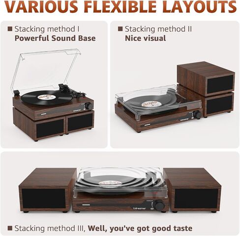 Vinyl Record Player with External Speakers, Bluetooth Turntable, Coffee in Kuwait