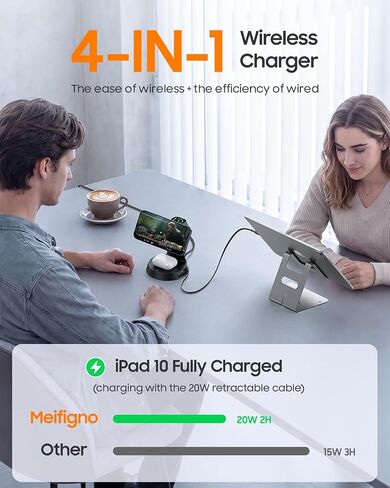 Meifigno 4 in 1 Magnetic Wireless Charger with 20W Fast Retractable Cable in Kuwait