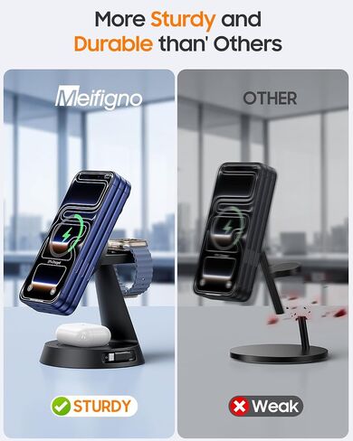 Meifigno 4 in 1 Magnetic Wireless Charger with 20W Fast Retractable Cable in Kuwait