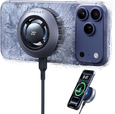 Magnetic Wireless Charger with Active Semiconductor Cooling System,15W Qi2 MagSafe Fast Charging Pad for Gaming & Live Streaming, Phone Cooler for Video Recording for iPhone 17 16 15 14 13 12 Series in Kuwait