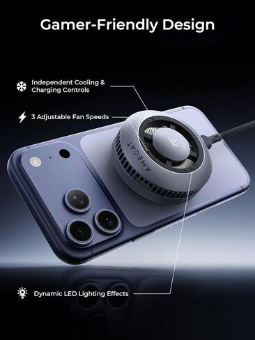 Magnetic Wireless Charger with Active Semiconductor Cooling System,15W Qi2 MagSafe Fast Charging Pad for Gaming & Live Streaming, Phone Cooler for Video Recording for iPhone 17 16 15 14 13 12 Series in Kuwait
